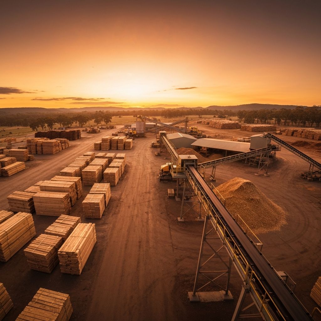 Ignis timber processing facility aerial view